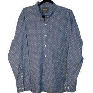 Bonobos Slim Fit Shirt Long Sleeve Blue White Dot Button Down Dress‎ Shirt XL